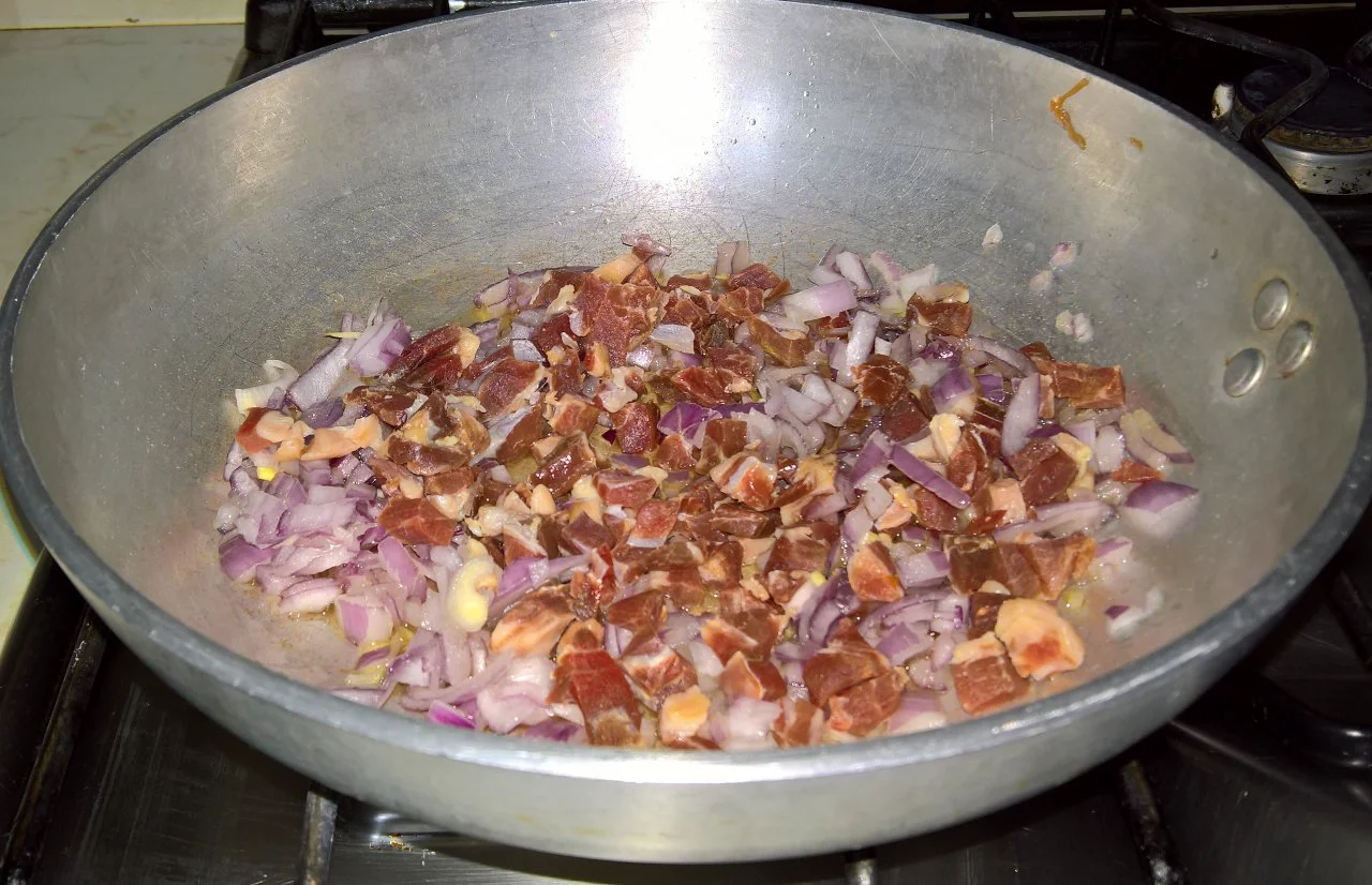 Zucca ceci e prosciutto